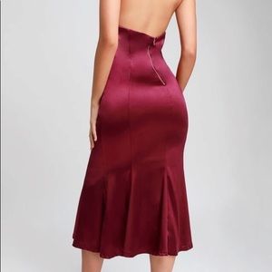 Burgundy Midi Halter Dress